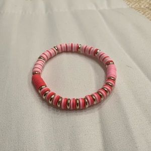 Heishi 6MM Beaded Bracelet | Stretchy Bracelet | Pink & Gold